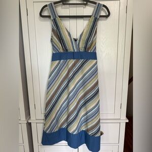 Patagonia Netty Dress Women’s 10 Blue Stripe Northern Light Pattern Cotton Blend